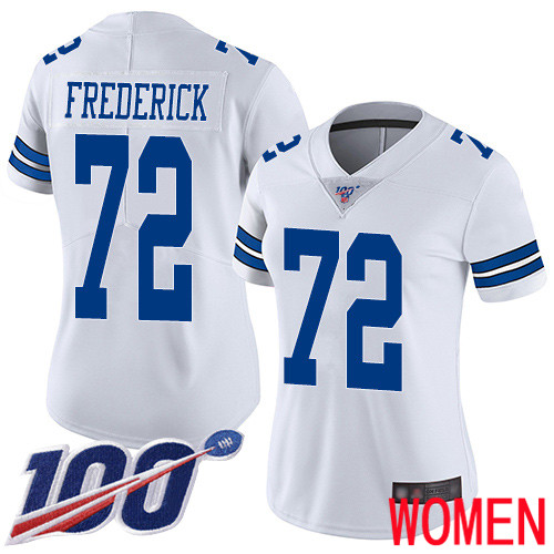 Women Dallas Cowboys Limited White Travis Frederick Road #72 100th Season Vapor Untouchable NFL Jersey